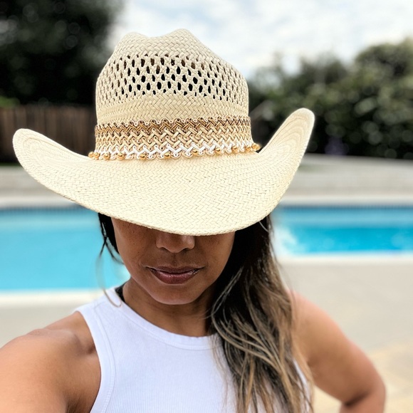 Straw Beaded Cowboy Hat – Size Small, New Without Tags - Picture 9 of 10